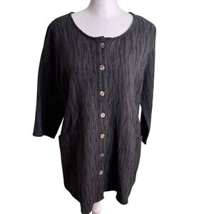 Soft Surroundings Ellis Top Tunic S Grey Textured Knit Button‎ Front Lagenlook